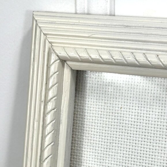 Vintage Completed & Framed Floral Cross Stitch Lilac Needlework Textile Wall Art - Picture 4 of 7